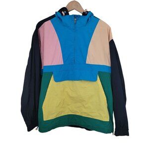 Vintage CLUB ROOM Colorblock Hooded Windbreaker Jacket Anorak Unisex Sz M
